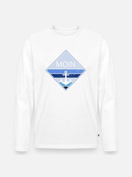 moin blau - Männer Premium Bio Langarmshirt - Weiß