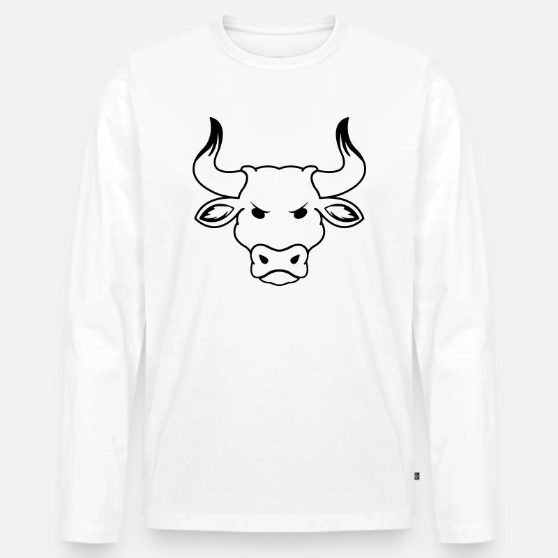 stier_01 - Männer Premium Bio Langarmshirt - Weiß