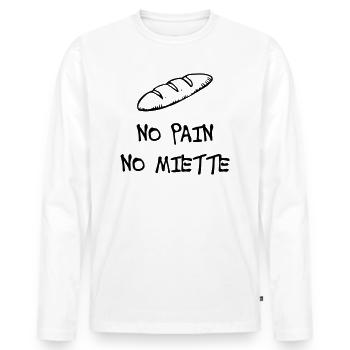 No Pain No Miette - T-shirt manches longues Premium bio Homme - blanc - Devant - Nico (187cm)