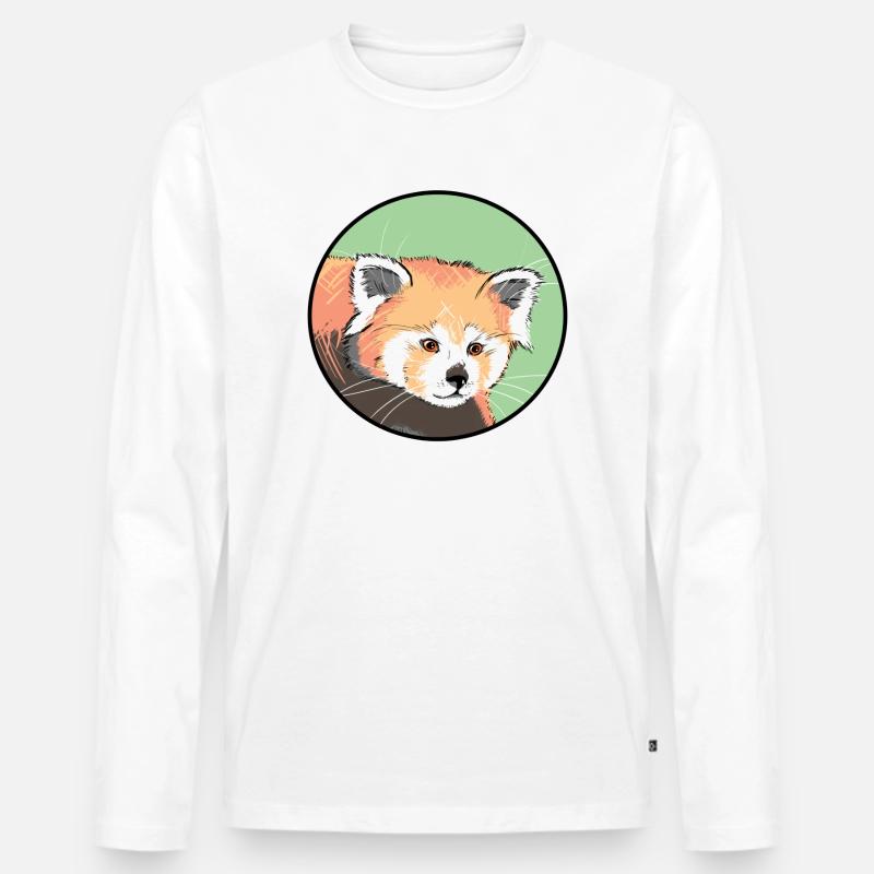 Roter Panda getragen - Männer Premium Bio Langarmshirt - Weiß