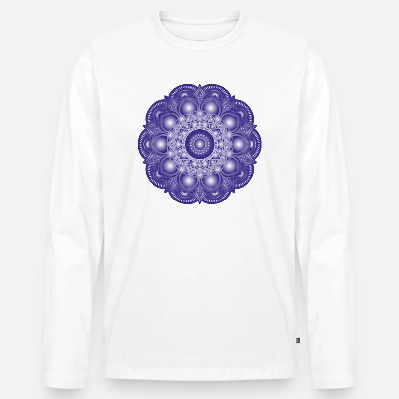 Mandala - Männer Premium Bio Langarmshirt - Weiß