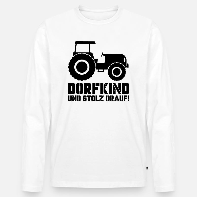 traktor dorfkind - Männer Premium Bio Langarmshirt - Weiß
