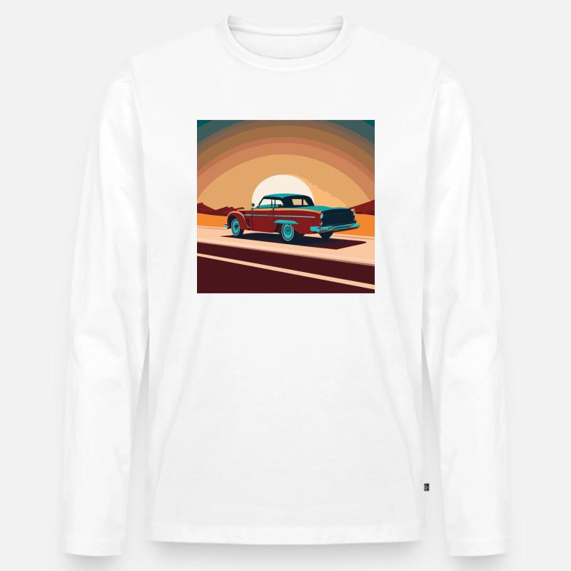 Oldtimer / Auto / Sonnenuntergang - Männer Premium Bio Langarmshirt - Weiß