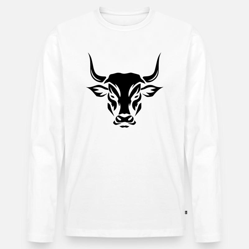 Bulle Stier - Männer Premium Bio Langarmshirt - Weiß