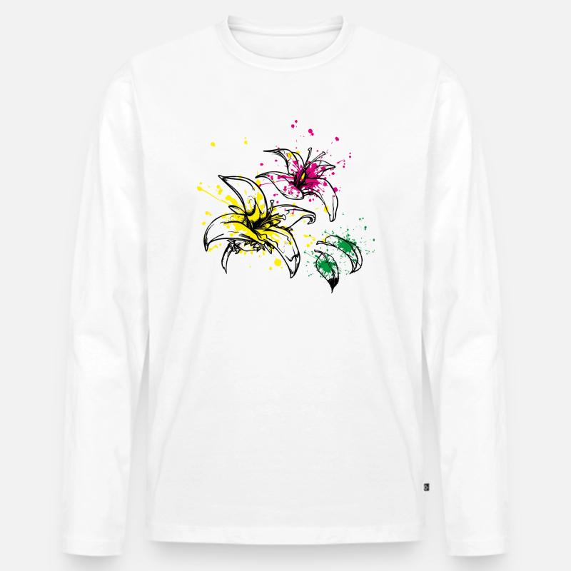 blüten splash - Männer Premium Bio Langarmshirt - Weiß