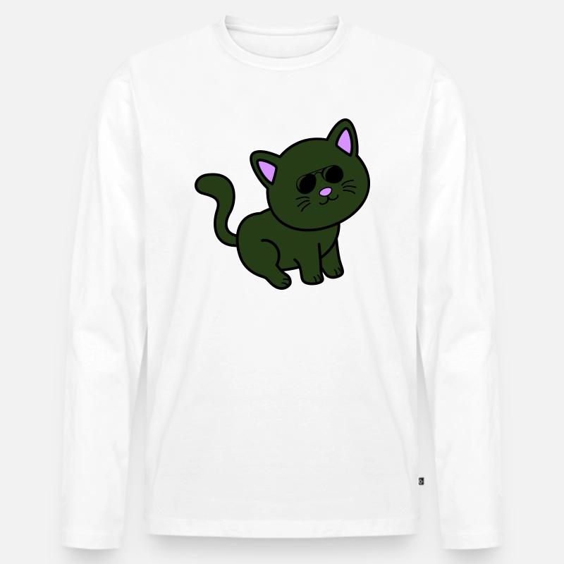 cool cat - Männer Premium Bio Langarmshirt - Weiß
