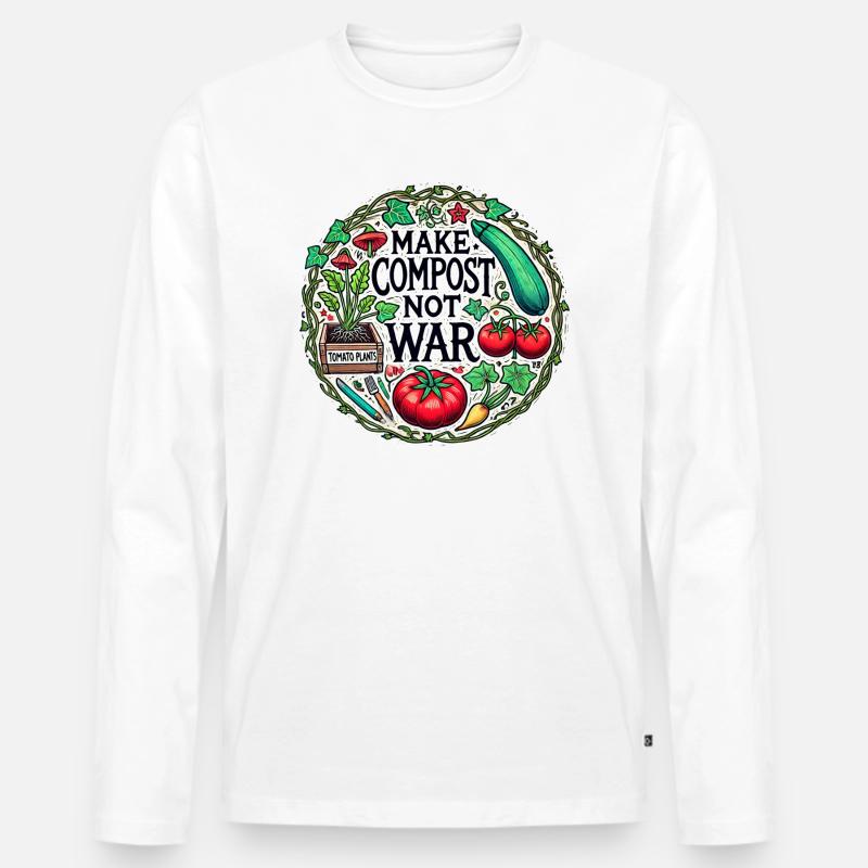 Kompost statt Krieg machen - Männer Premium Bio Langarmshirt - Weiß