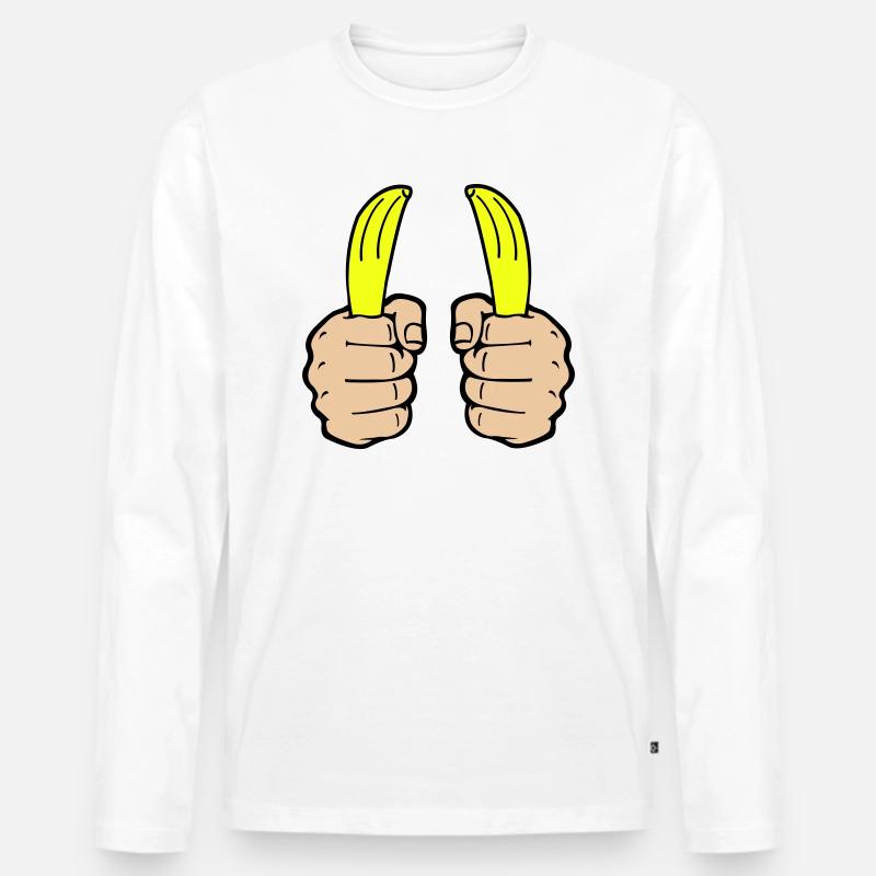 hände banane - Männer Premium Bio Langarmshirt - Weiß