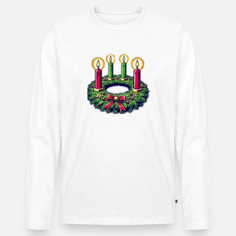 adventskranz - Männer Premium Bio Langarmshirt - Weiß