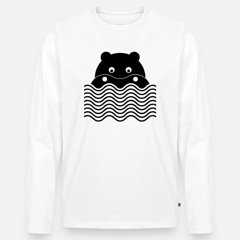 Das Nilpferd - Männer Premium Bio Langarmshirt - Weiß