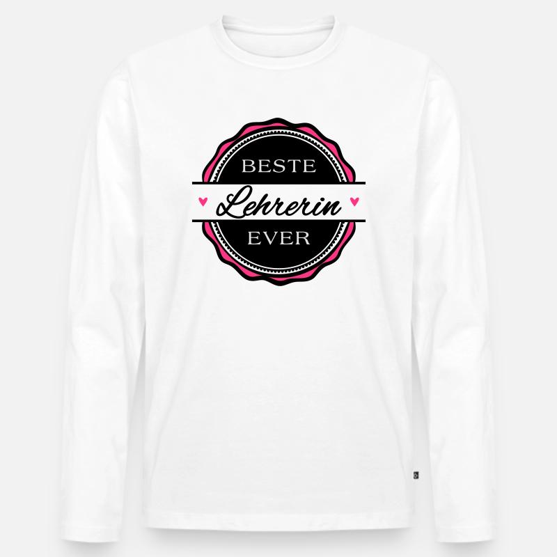Beste Lehrerin ever - Männer Premium Bio Langarmshirt - Weiß