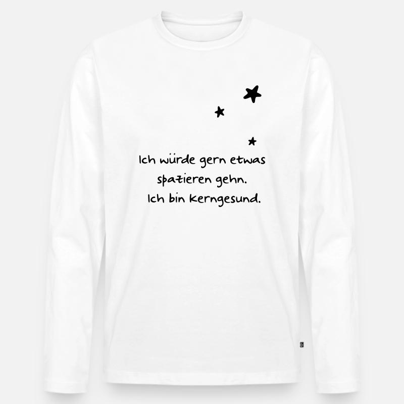 Ich bin kerngesund - Männer Premium Bio Langarmshirt - Weiß
