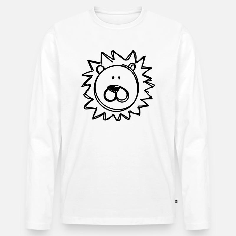 Löwe Zeichnung - Männer Premium Bio Langarmshirt - Weiß