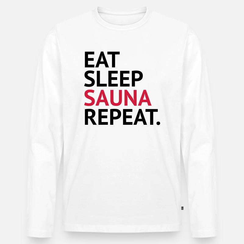 eatsleep sauna repeat - Männer Premium Bio Langarmshirt - Weiß