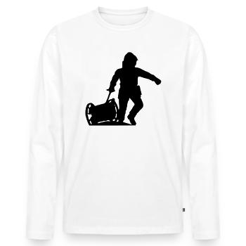 Sapeur Pompier avec dévidoir - T-shirt manches longues Premium bio Homme - blanc - Devant - Nico (187cm)