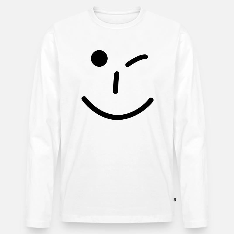 smiley - Männer Premium Bio Langarmshirt - Weiß
