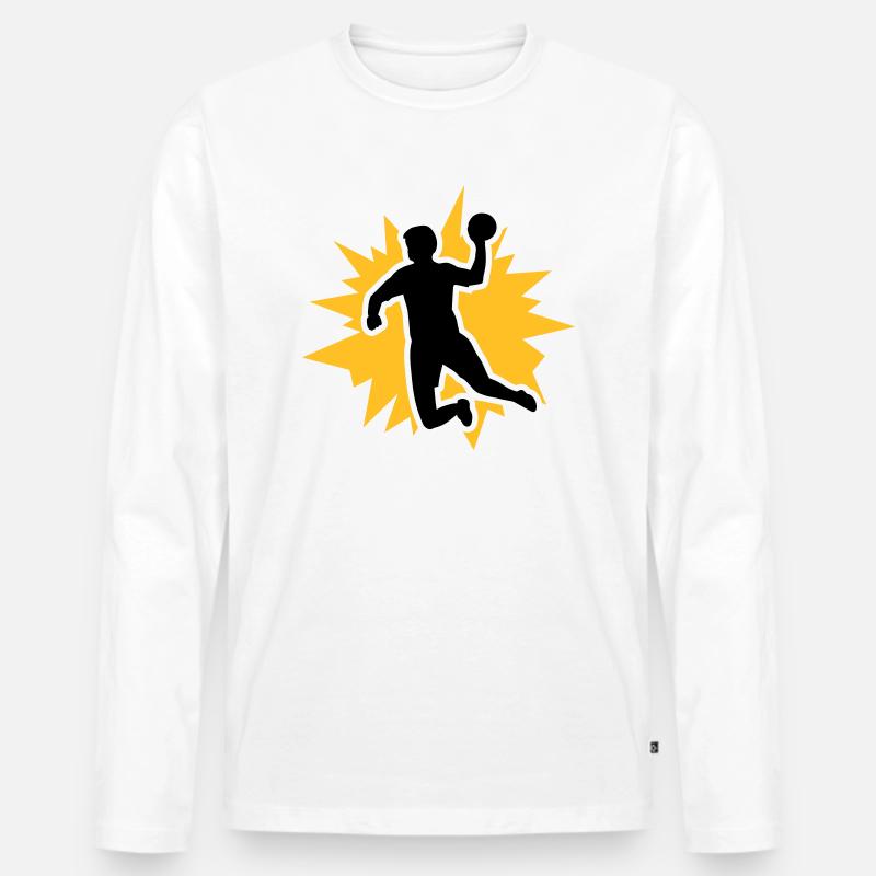 Handball - Männer Premium Bio Langarmshirt - Weiß