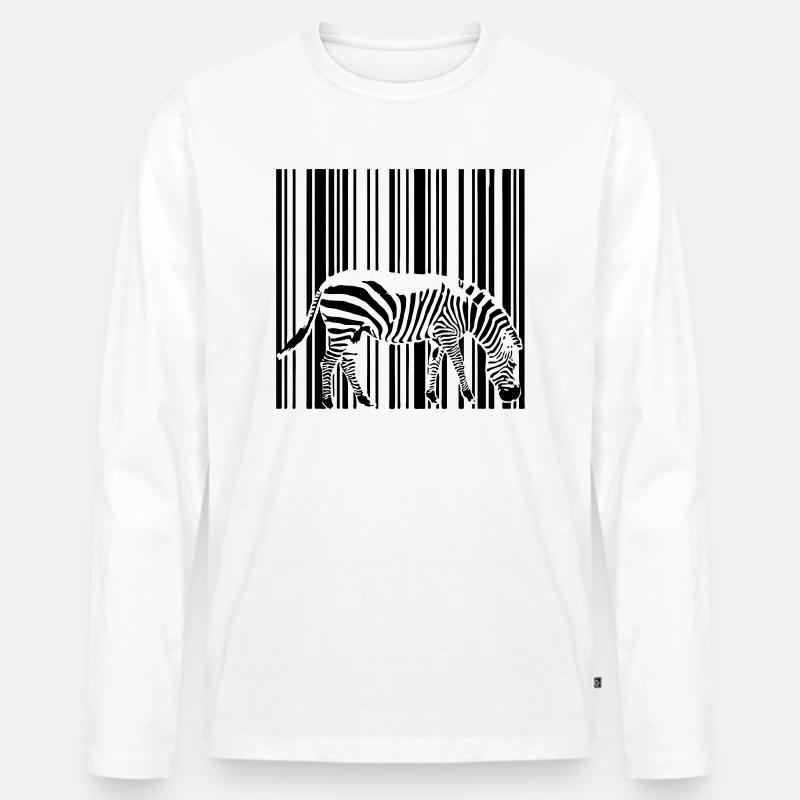 Barcode Zebra - Männer Premium Bio Langarmshirt - Weiß