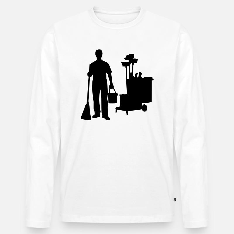 Putzen - Männer Premium Bio Langarmshirt - Weiß