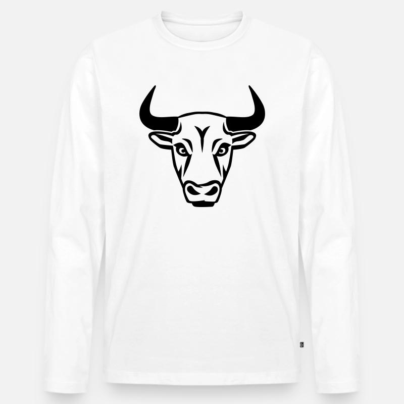 Stier - Männer Premium Bio Langarmshirt - Weiß