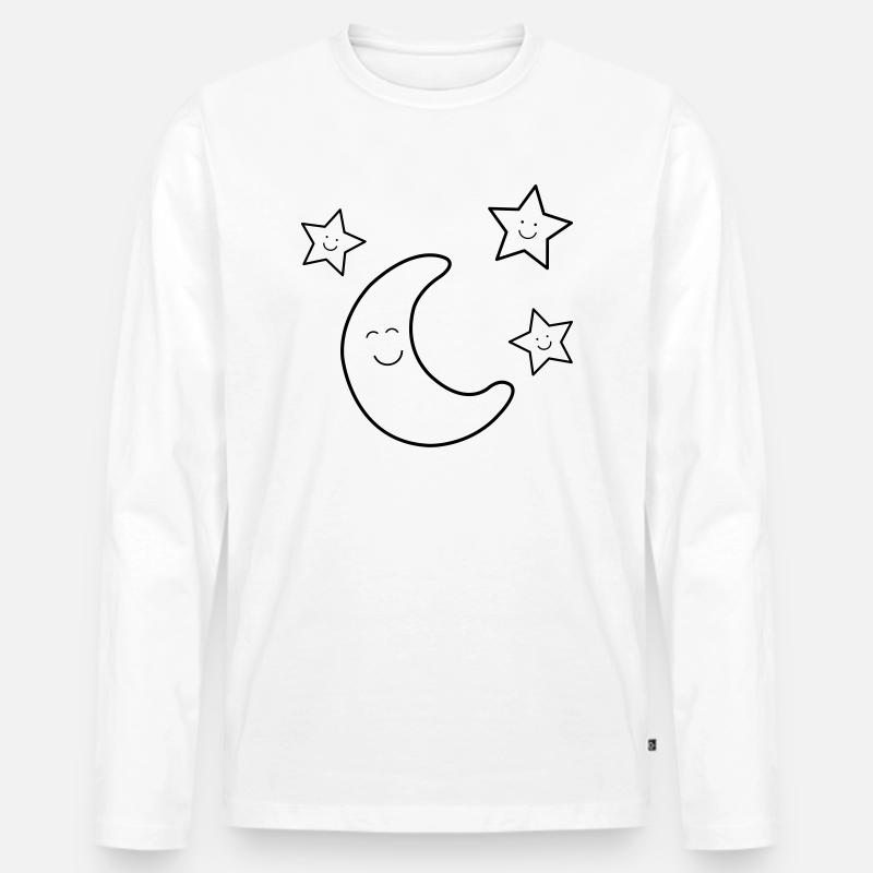 mond_sterne_01 - Männer Premium Bio Langarmshirt - Weiß