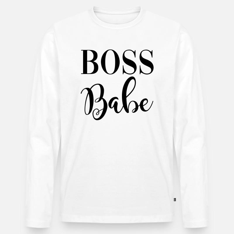 Boss Babe - Männer Premium Bio Langarmshirt - Weiß