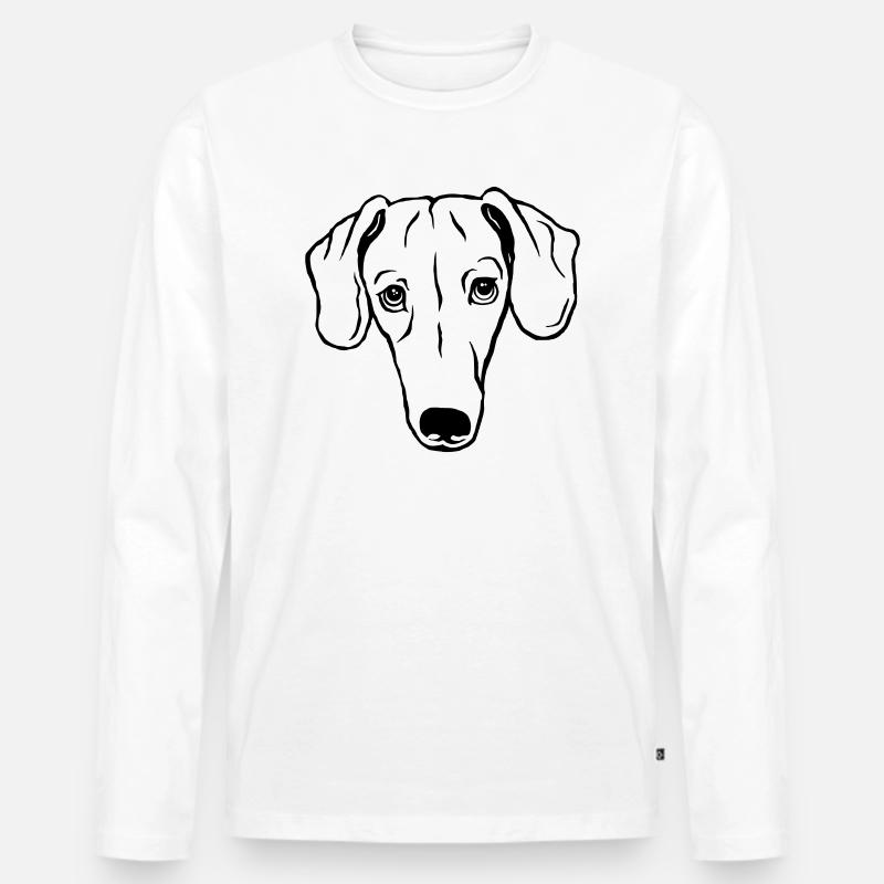 Dackel, kurzhaar - Männer Premium Bio Langarmshirt - Weiß