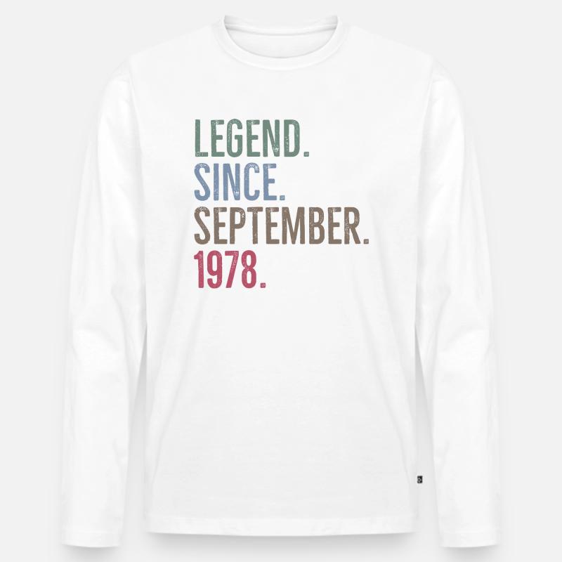 Legende seit September 1978 - Männer Premium Bio Langarmshirt - Weiß
