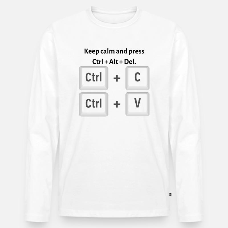 Keep calm and press Ctrl Alt Del - Männer Premium Bio Langarmshirt - Weiß