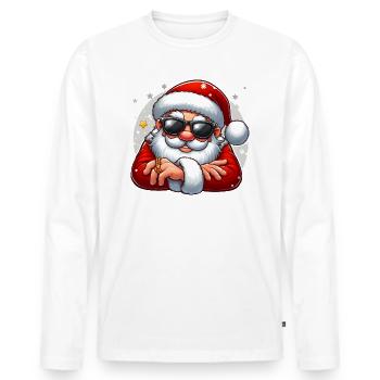 Père Noël cool avec des lunettes de soleil - T-shirt manches longues Premium bio Homme - blanc - Devant - Nico (187cm)