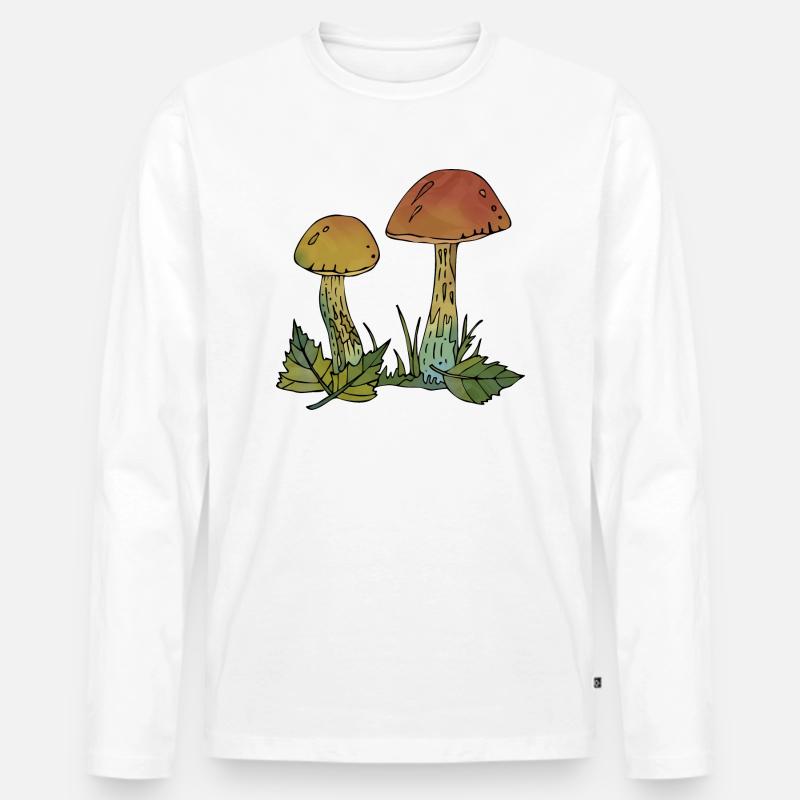 Pilze - Männer Premium Bio Langarmshirt - Weiß