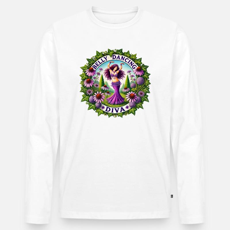 Diva della danza del ventre - Maglia a manica lunga ecologica premium da uomo - bianco