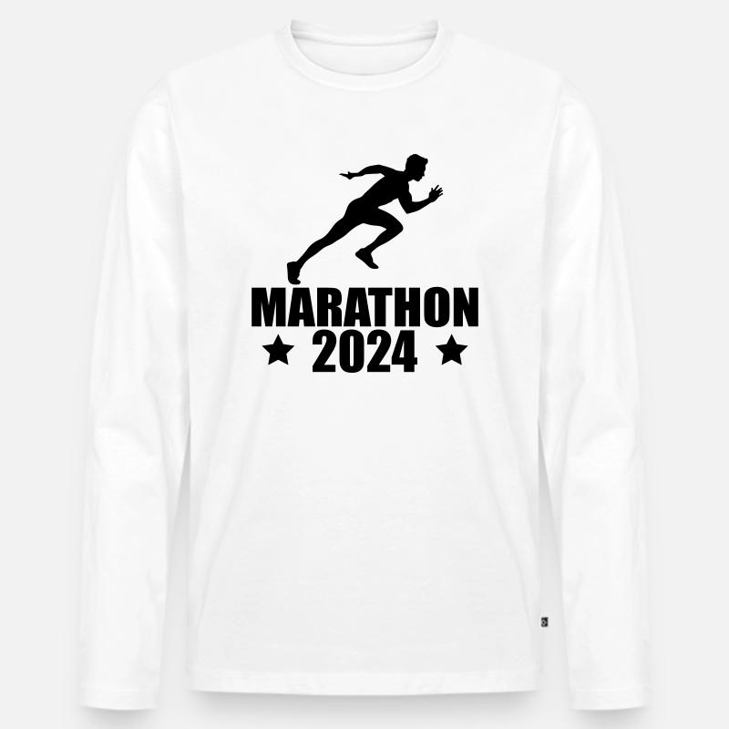 marathon 2024 - Männer Premium Bio Langarmshirt - Weiß