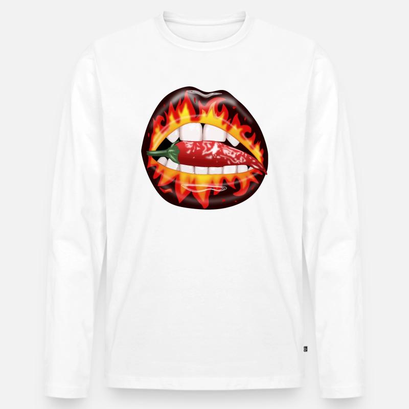 Mund Peperoni - Männer Premium Bio Langarmshirt - Weiß