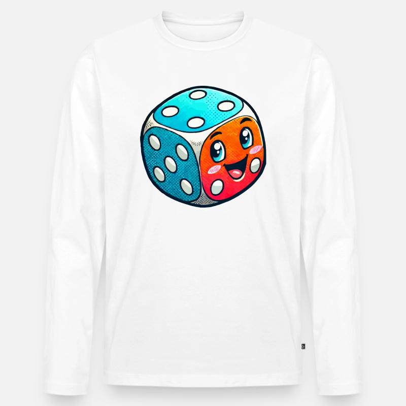 würfel comic - Männer Premium Bio Langarmshirt - Weiß