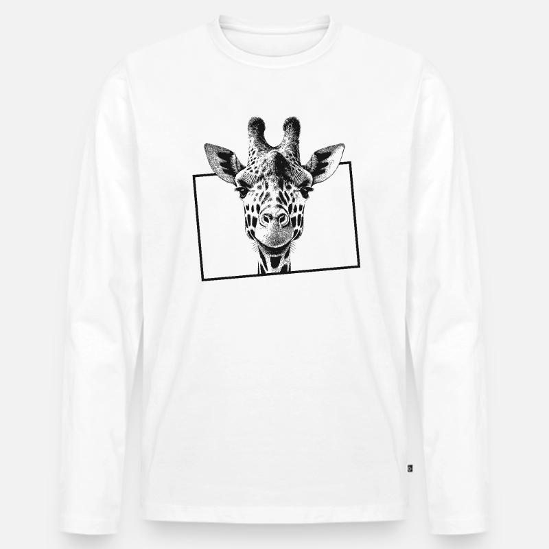 Giraffe - Männer Premium Bio Langarmshirt - Weiß