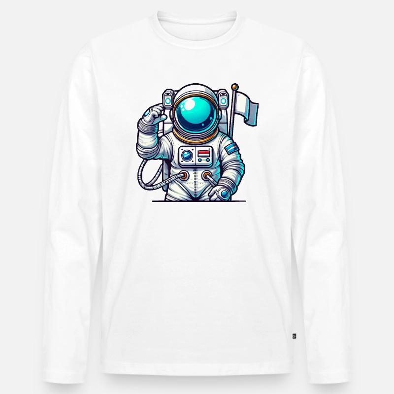 spaceman comic astronaut - Männer Premium Bio Langarmshirt - Weiß