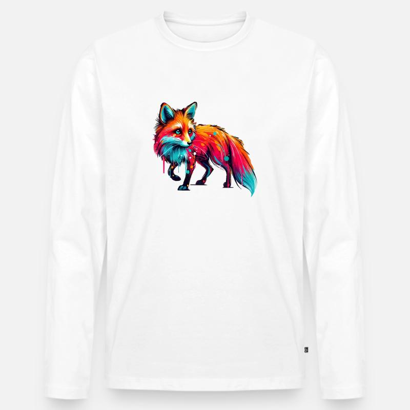 fuchs paint - Männer Premium Bio Langarmshirt - Weiß