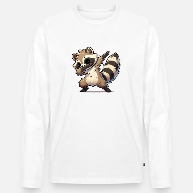waschbär dabbing - Männer Premium Bio Langarmshirt - Weiß