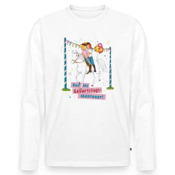 Bibi & Tina Auf Ins Geburtstagsabenteuer - Männer Premium Bio Langarmshirt - Weiß - Vorne - Nico (187cm)