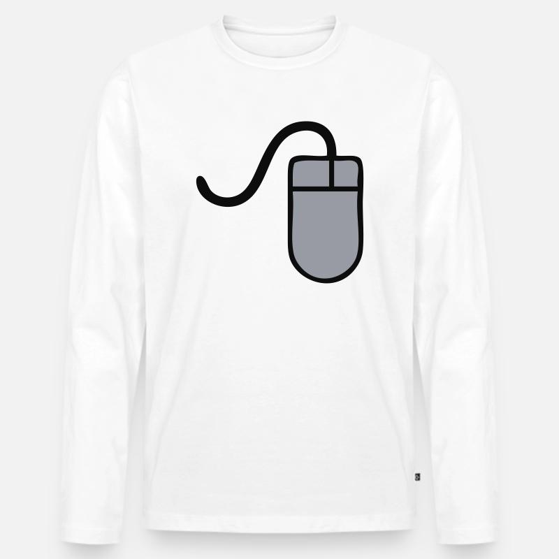 Maus - Männer Premium Bio Langarmshirt - Weiß