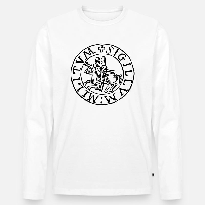 Templar knights seal - Männer Premium Bio Langarmshirt - Weiß