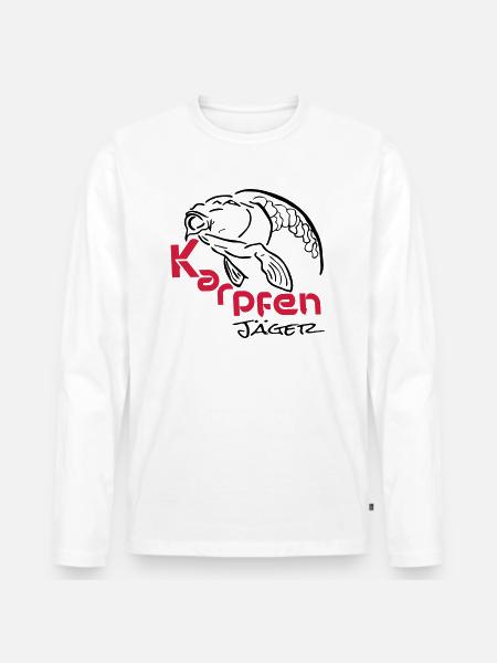 Karpfenjäger - Männer Premium Bio Langarmshirt - Weiß