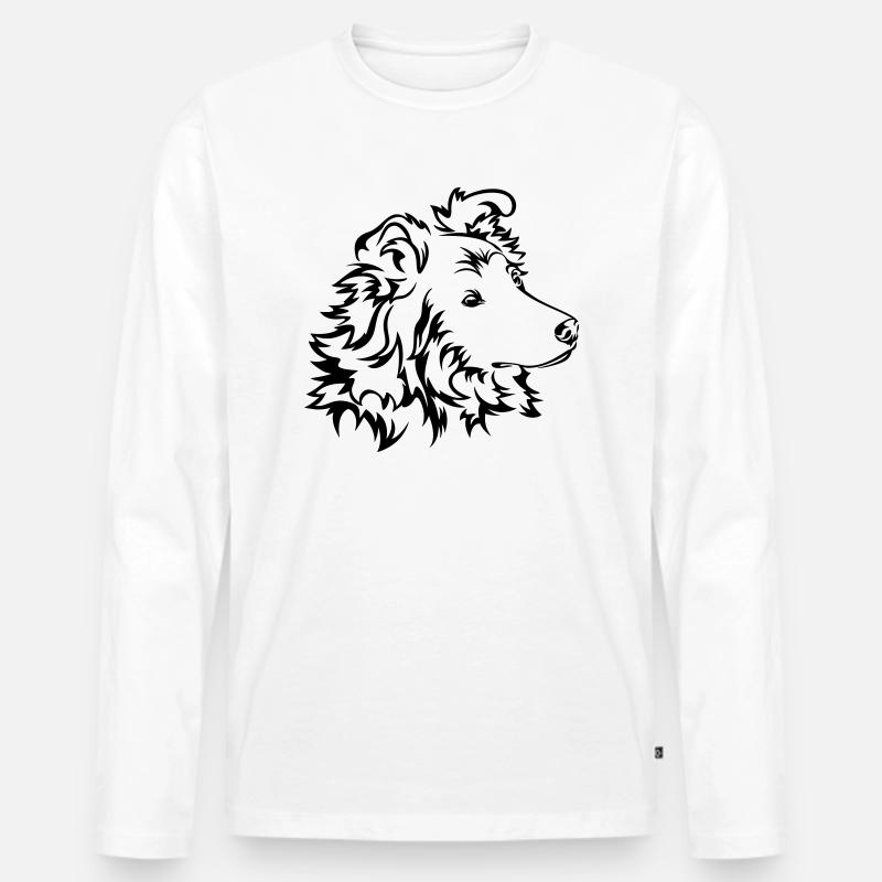 Langhaar-Collie - Männer Premium Bio Langarmshirt - Weiß