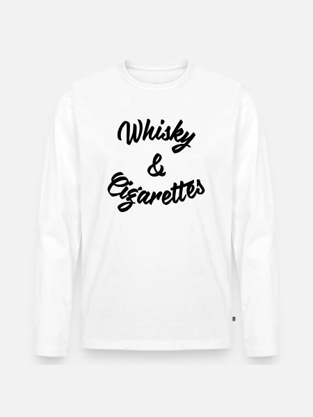 Whisky and Cigarettes - Männer Premium Bio Langarmshirt - Weiß