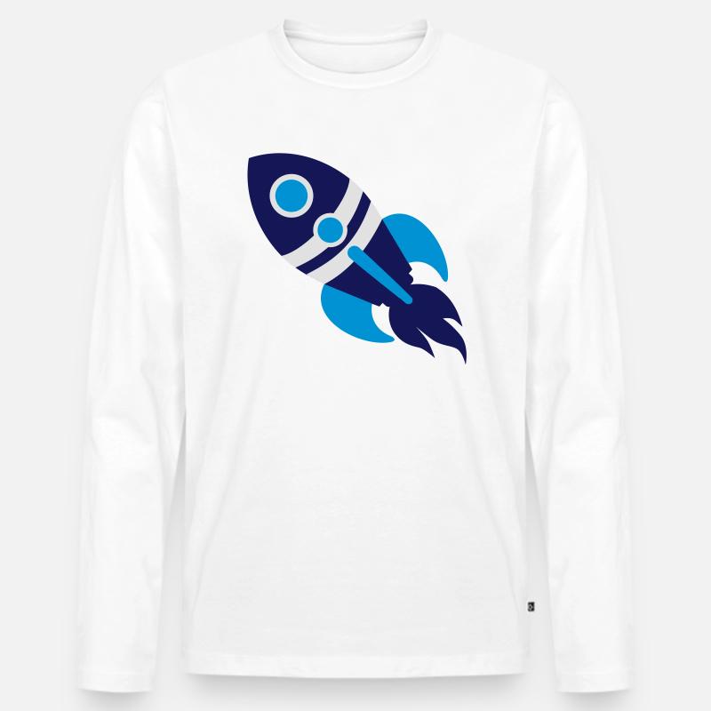 Rakete - Männer Premium Bio Langarmshirt - Weiß