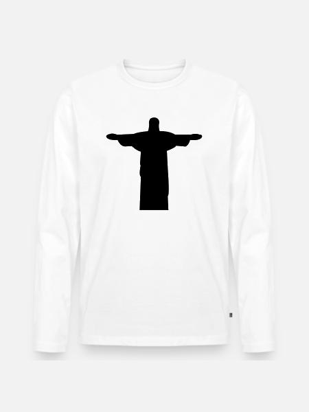 jesus_statue - Men's Premium Organic Long Sleeve Shirt - white