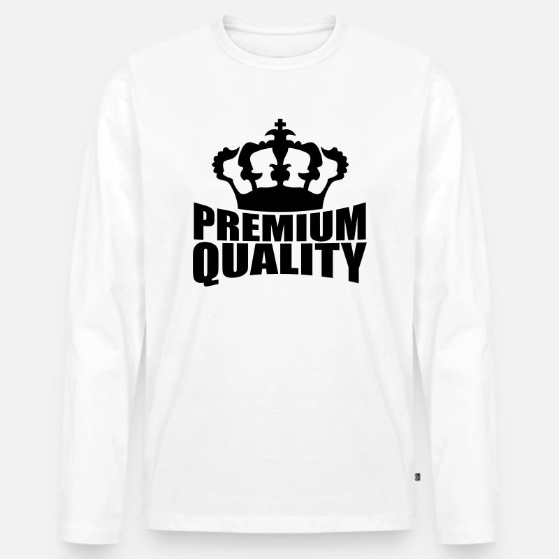 Premium Quality Crown Design - Männer Premium Bio Langarmshirt - Weiß