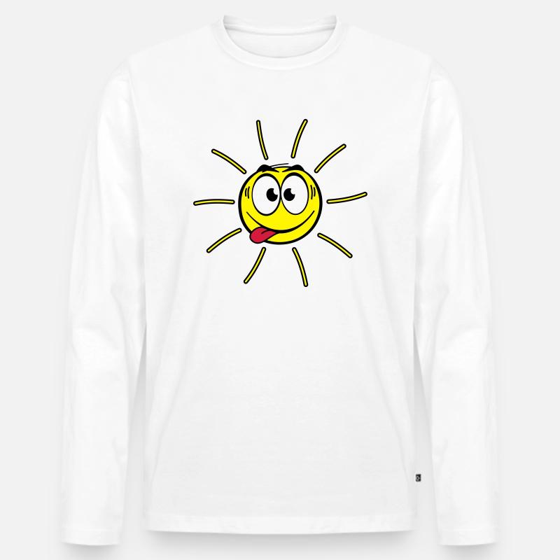 Gesicht - Sonne - Männer Premium Bio Langarmshirt - Weiß