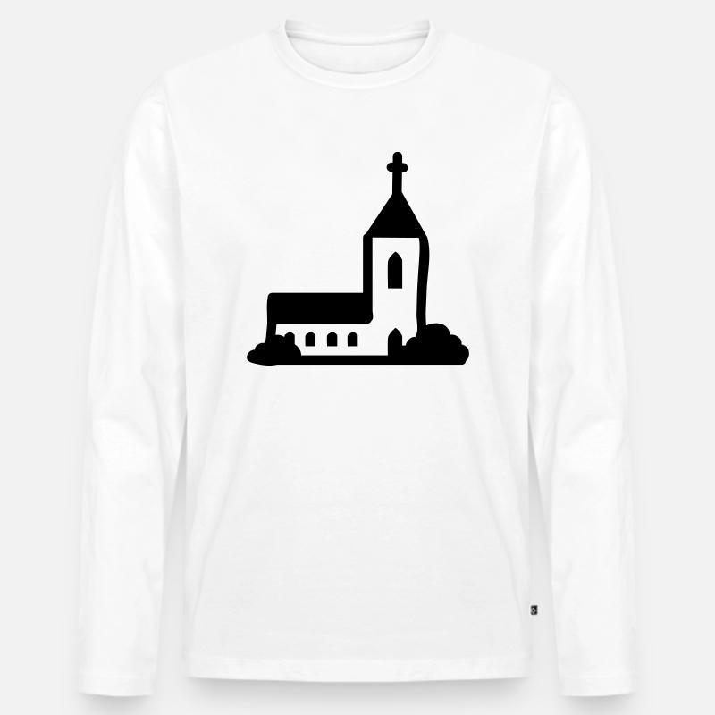 Kirche - line - Männer Premium Bio Langarmshirt - Weiß